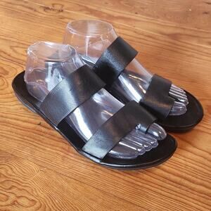 Naturalizer Black Double Strap Slide Sandals